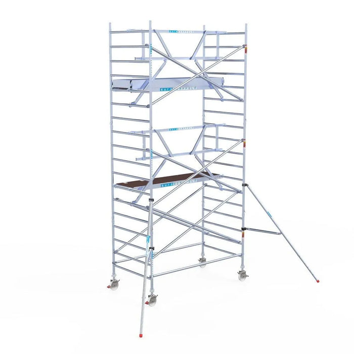 Rollgerüst Euroscaffold Professionell 135x250 6,2m Arbeitshöhe an der Fassade - Gerüstexpress.de