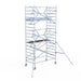 Rollgerüst Euroscaffold Professionell 135x250 6,2m Arbeitshöhe Carbonplattform gegen Fassade - Gerüstexpress.de