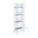 Rollgerüst Euroscaffold Professionell 135x250 9,2m Arbeitshöhe Carbonplattform gegen Fassade - Gerüstexpress.de