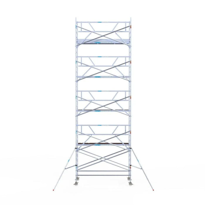 Rollgerüst Euroscaffold Professionell 135x305 10,2m Arbeitshöhe Carbonplattform gegen Fassade - Gerüstexpress.de