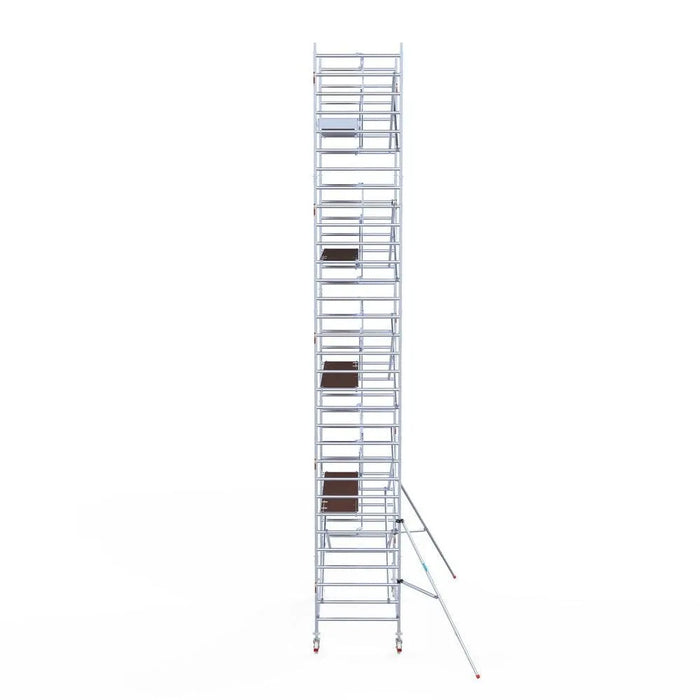Rollgerüst Euroscaffold Professionell 135x305 10,2m Arbeitshöhe Carbonplattform gegen Fassade - Gerüstexpress.de