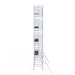 Rollgerüst Euroscaffold Professionell 135x305 10,2m Arbeitshöhe Carbonplattform gegen Fassade - Gerüstexpress.de