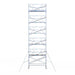 Rollgerüst Euroscaffold Professionell 135x305 12,2m Arbeitshöhe Carbonplattform gegen Fassade - Gerüstexpress.de