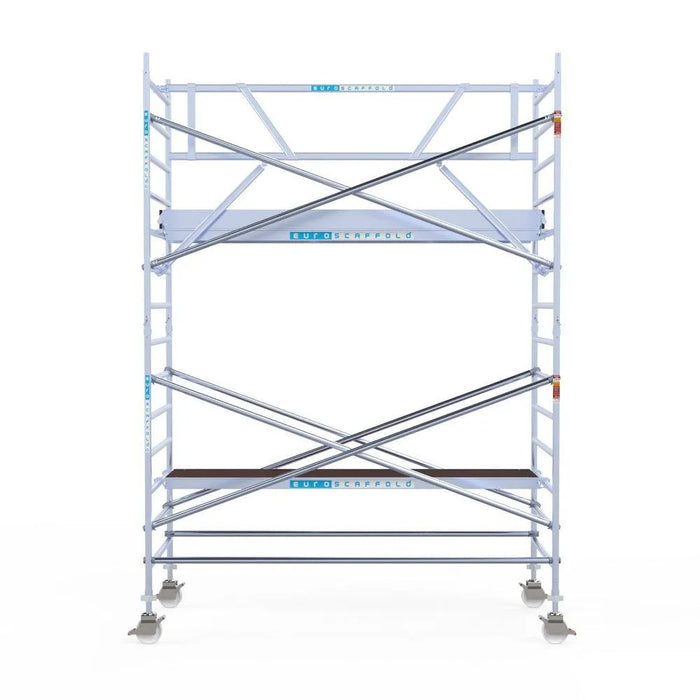 Rollgerüst Euroscaffold Professionell 135x305 5,2m Arbeitshöhe an der Fassade - Gerüstexpress.de