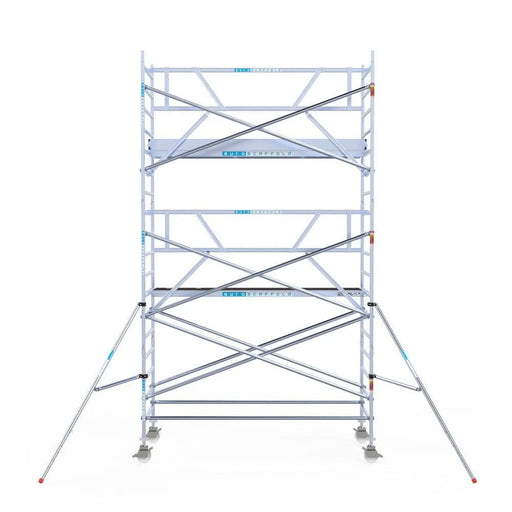 Rollgerüst Euroscaffold Professionell 135x305 6,2m Arbeitshöhe an der Fassade - Gerüstexpress.de