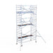 Rollgerüst Euroscaffold Professionell 135x305 7,2m Arbeitshöhe Carbonplattform gegen Fassade - Gerüstexpress.de