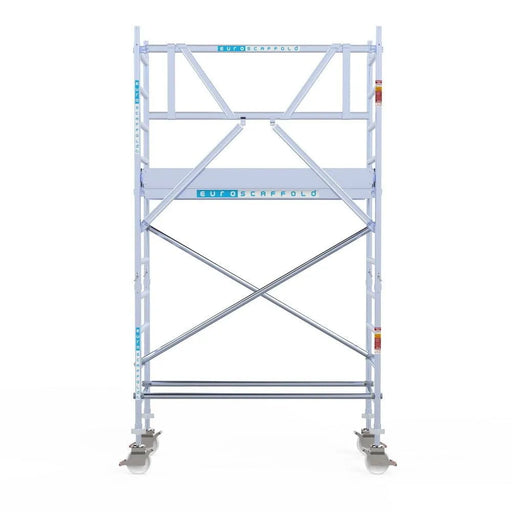 Rollgerüst Euroscaffold Professionell 75x190 4,2m Arbeitshöhe an der Fassade - Gerüstexpress.de