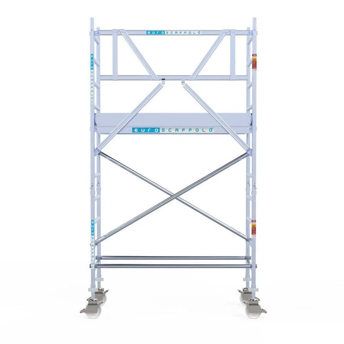 Rollgerüst Euroscaffold Professionell 75x190 4,2m Arbeitshöhe an der Fassade - Gerüstexpress.de
