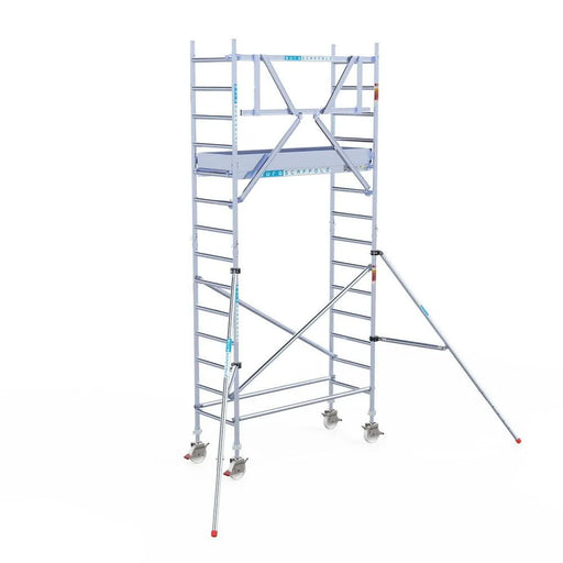 Rollgerüst Euroscaffold Professionell 75x190 5,2m Arbeitshöhe an der Fassade - Gerüstexpress.de