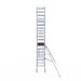 Rollgerüst Euroscaffold Professionell 75x190 6,2m Arbeitshöhe Carbonplattform gegen Fassade - Gerüstexpress.de