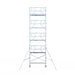 Rollgerüst Euroscaffold Professionell 75x250 10,2m Arbeitshöhe Carbonplattform gegen Fassade - Gerüstexpress.de