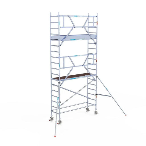 Rollgerüst Euroscaffold Professionell 75x250 6,2m Arbeitshöhe an der Fassade - Gerüstexpress.de