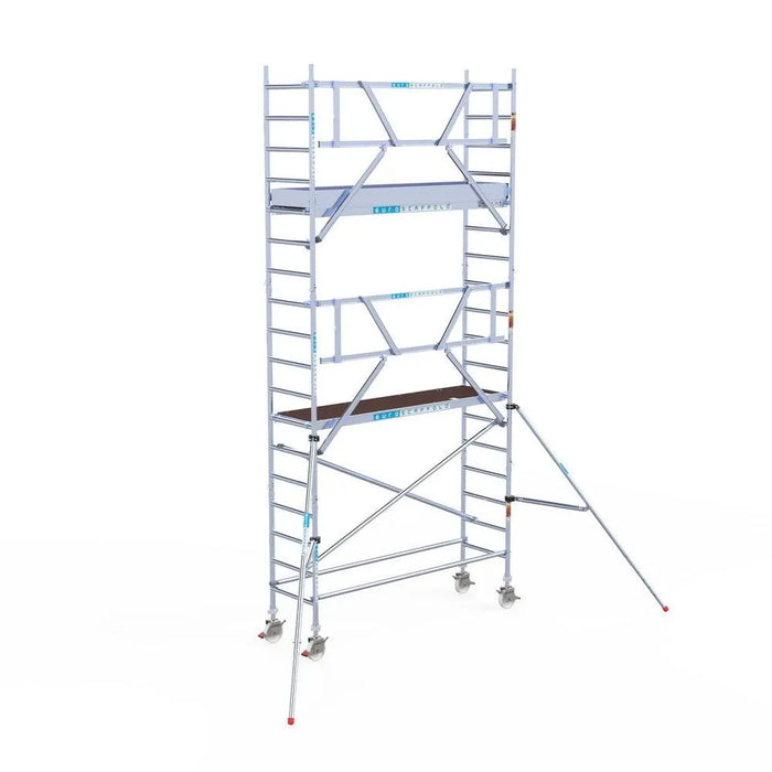 Rollgerüst Euroscaffold Professionell 75x250 6,2m Arbeitshöhe an der Fassade - Gerüstexpress.de