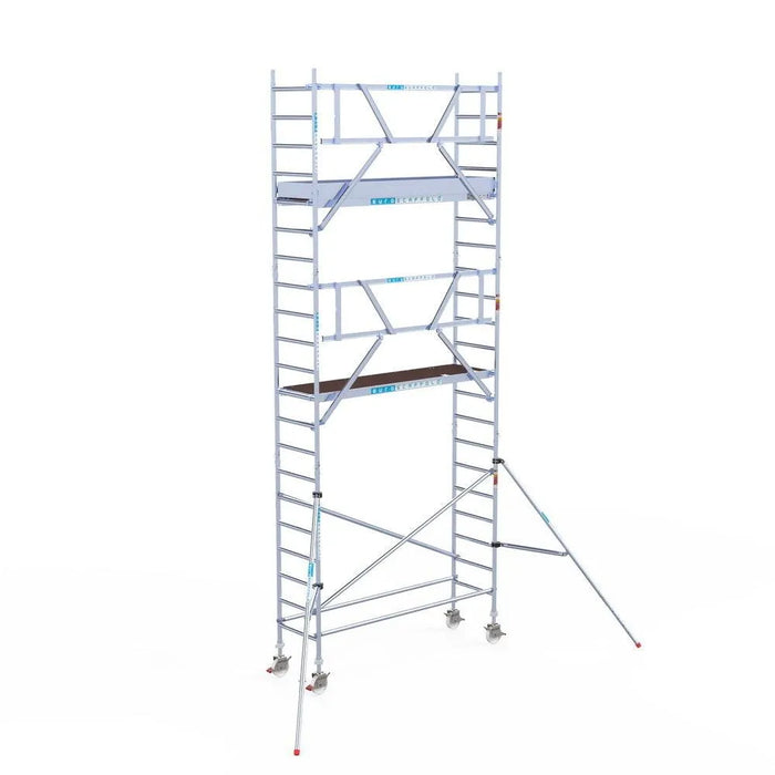 Rollgerüst Euroscaffold Professionell 75x250 7,2m Arbeitshöhe an der Fassade - Gerüstexpress.de