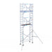 Rollgerüst Euroscaffold Professionell 75x250 7,2m Arbeitshöhe Carbonplattform gegen Fassade - Gerüstexpress.de