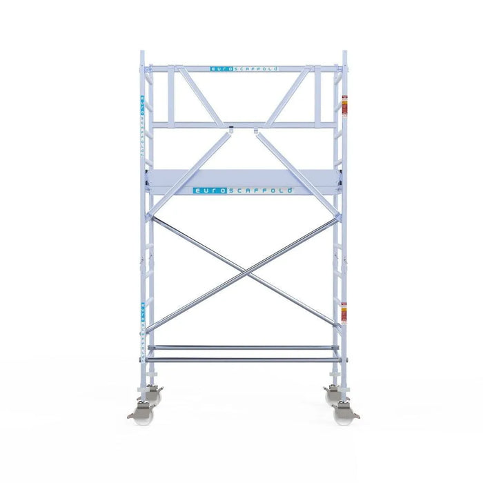 Rollgerüst Euroscaffold Professionell 90x190 4,2m Arbeitshöhe an der Fassade - Gerüstexpress.de
