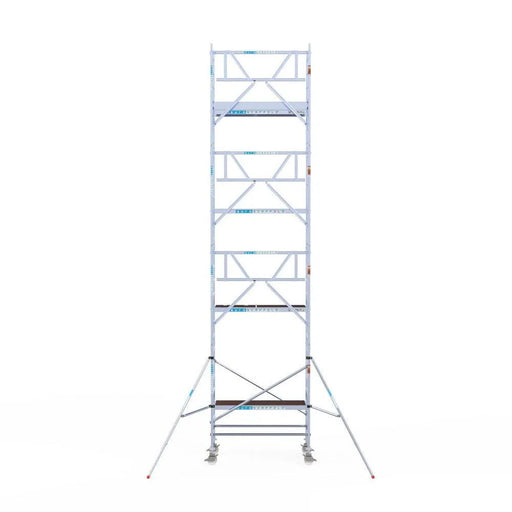 Rollgerüst Euroscaffold Professionell 90x190 9,2m Arbeitshöhe Carbonplattform gegen Fassade - Gerüstexpress.de
