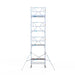Rollgerüst Euroscaffold Professionell 90x190 9,2m Arbeitshöhe Carbonplattform gegen Fassade - Gerüstexpress.de