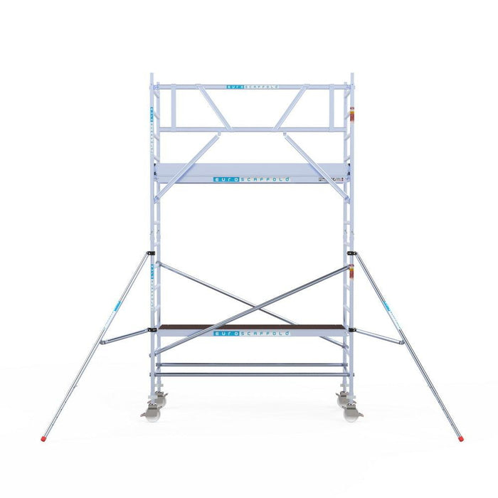 Rollgerüst Euroscaffold Professionell 90x250 5,2m Arbeitshöhe an der Fassade - Gerüstexpress.de