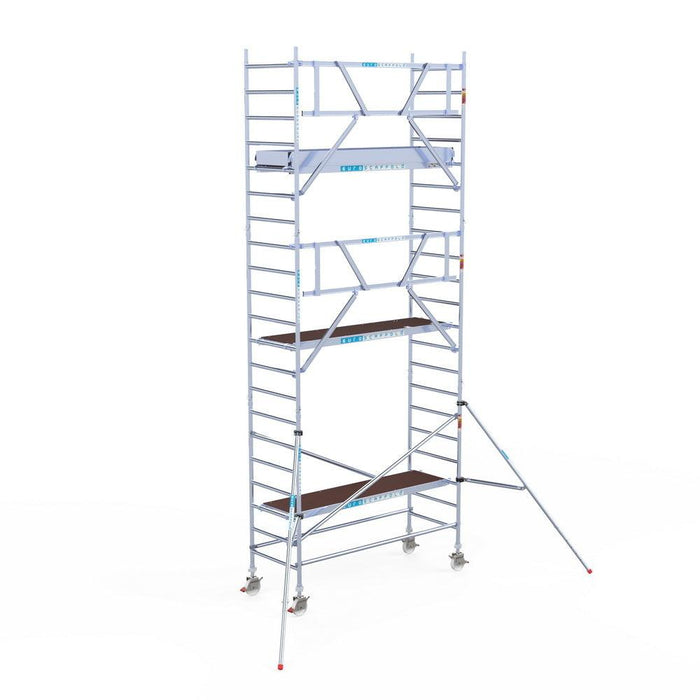 Rollgerüst Euroscaffold Professionell 90x250 7,2m Arbeitshöhe an der Fassade - Gerüstexpress.de