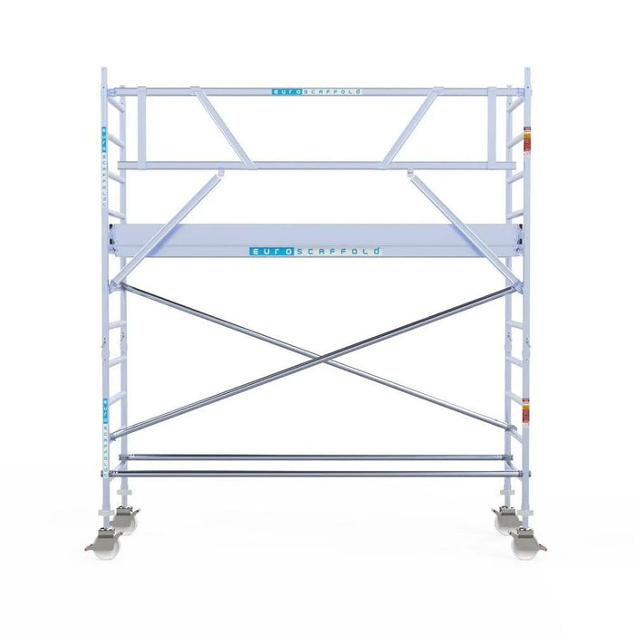 Rollgerüst Euroscaffold Professionell 90x305 4,2m Arbeitshöhe an der Fassade - Gerüstexpress.de