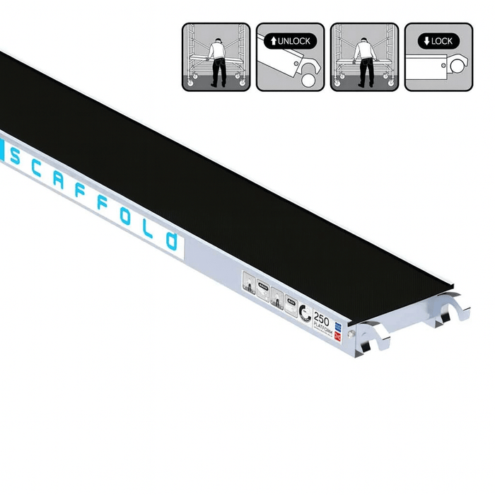 Rollgerüstplattform Carbonboden schmal 250x30 cm ohne Klappe - Gerüstexpress.de