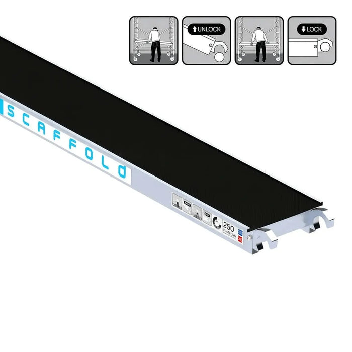 Rollgerüstplattform Carbonboden schmal 250x30 cm ohne Klappe - Gerüstexpress.de