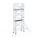 Rollgerüst Euroscaffold Basic 75x190 6,2m Arbeitshöhe Carbonplattform gegen Fassade - GerüstExpress
