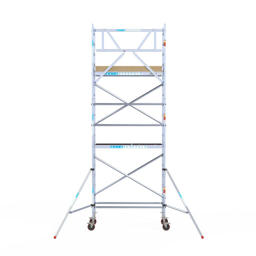 Rollgerüst Euroscaffold Basic 75x190 6,2m Arbeitshöhe an der Fassade - GerüstExpress