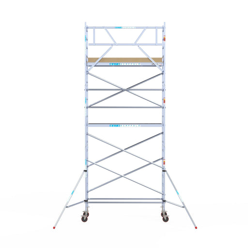 Rollgerüst Euroscaffold Basic 75x250 7,2m Arbeitshöhe an der Fassade - GerüstExpress