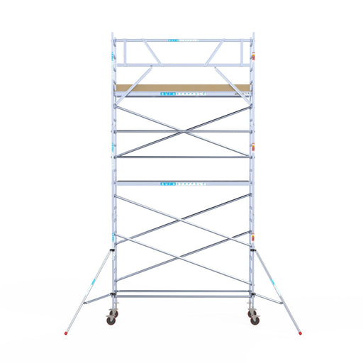 Rollgerüst Euroscaffold Basic 75x305 7,2m Arbeitshöhe an der Fassade - GerüstExpress