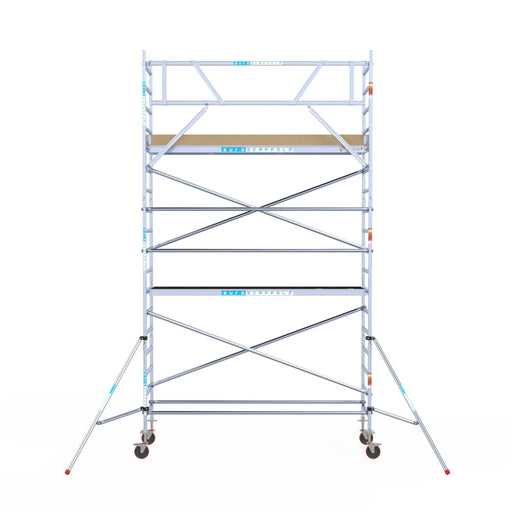 Rollgerüst Euroscaffold Basic 90x305 6,2m Arbeitshöhe an der Fassade - GerüstExpress