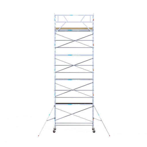 Rollgerüst Euroscaffold Basic 90x305 10,2m Arbeitshöhe Carbonplattform gegen Fassade - GerüstExpress
