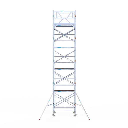 Rollgerüst Eurogerüst Original 135x190 10,2m Arbeitshöhe Carbonplattform gegen Fassade - GerüstExpress