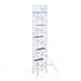 Rollgerüst Eurogerüst Original 135x190 12,2m Arbeitshöhe Carbonplattform gegen Fassade - GerüstExpress