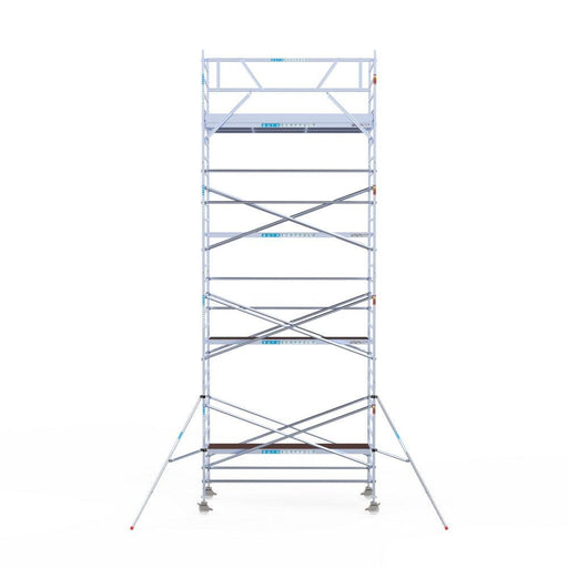 Rollgerüst Eurogerüst Original 135x305 9,2m Arbeitshöhe Carbonplattform gegen Fassade - GerüstExpress