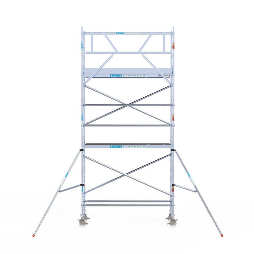 Rollgerüst Eurogerüst Original 75x250 6,2m Arbeitshöhe Carbonplattform gegen Fassade - GerüstExpress