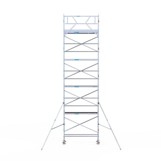 Rollgerüst Eurogerüst Original 75x250 10,2m Arbeitshöhe Carbonplattform gegen Fassade - GerüstExpress