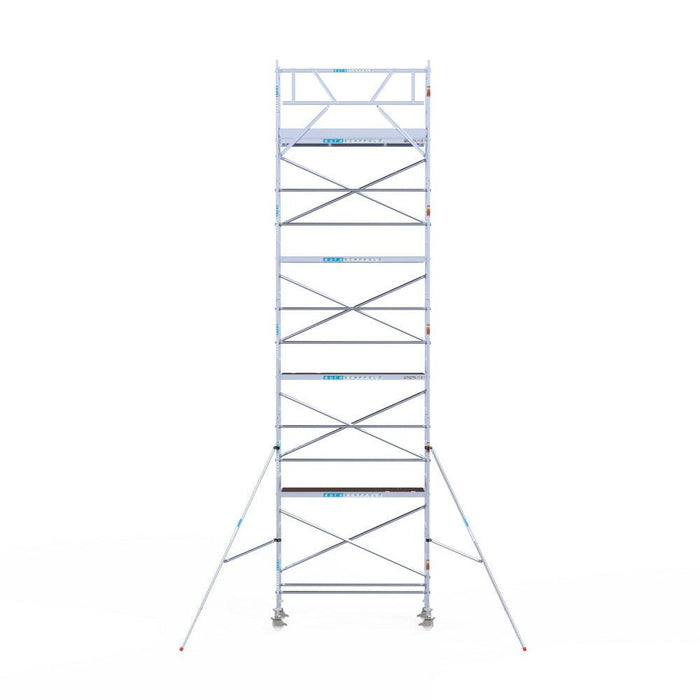 Rollgerüst Eurogerüst Original 75x250 10,2m Arbeitshöhe Carbonplattform gegen Fassade - GerüstExpress