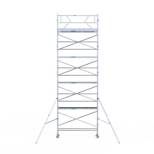 Rollgerüst Eurogerüst Original 75x305 10,2m Arbeitshöhe Carbonplattform gegen Fassade - GerüstExpress