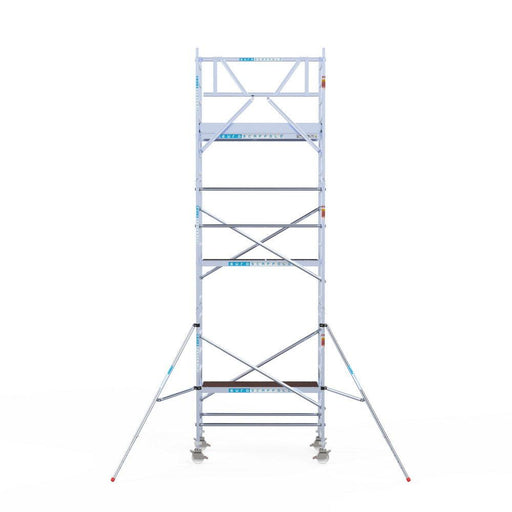 Rollgerüst Eurogerüst Original 90x190 7,2m Arbeitshöhe gegen die Fassade - GerüstExpress