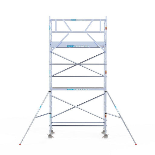 Rollgerüst Eurogerüst Original 90x250 6,2m Arbeitshöhe Carbonplattform gegen Fassade - GerüstExpress