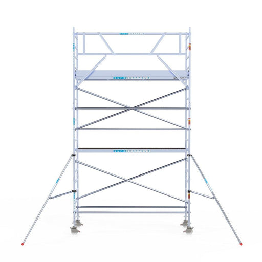 Rollgerüst Eurogerüst Original 90x305 6,2m Arbeitshöhe Carbonplattform gegen Fassade - GerüstExpress