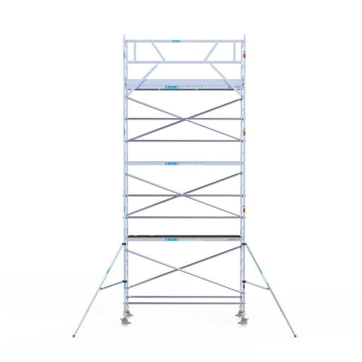 Rollgerüst Eurogerüst Original 90x305 8,2m Arbeitshöhe Carbonplattform gegen Fassade - GerüstExpress