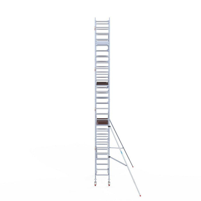 Rollgerüst Euroscaffold Professionell 75x190 9,2m Arbeitshöhe Carbonplattform gegen Fassade - GerüstExpress
