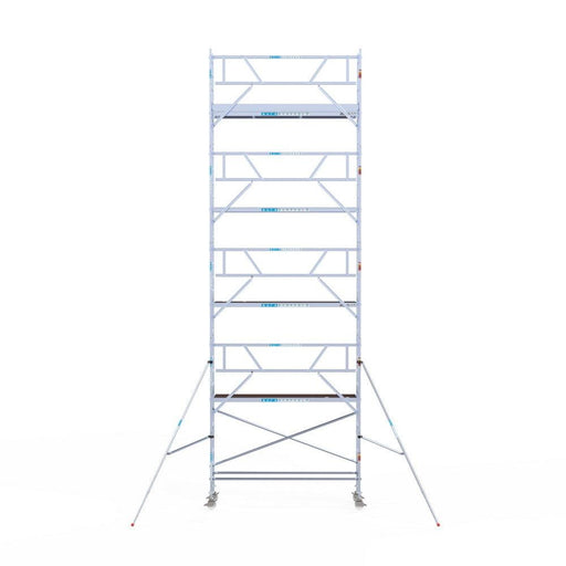 Rollgerüst Euroscaffold Professionell 75x305 10,2m Arbeitshöhe Carbonplattform gegen Fassade - GerüstExpress