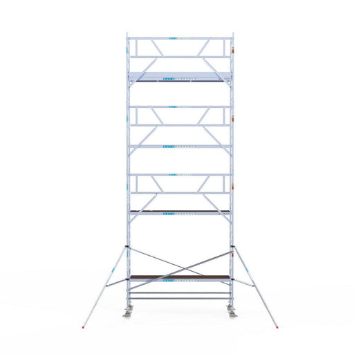 Rollgerüst Euroscaffold Professionell 90x305 9,2m Arbeitshöhe Carbonplattform gegen Fassade - GerüstExpress