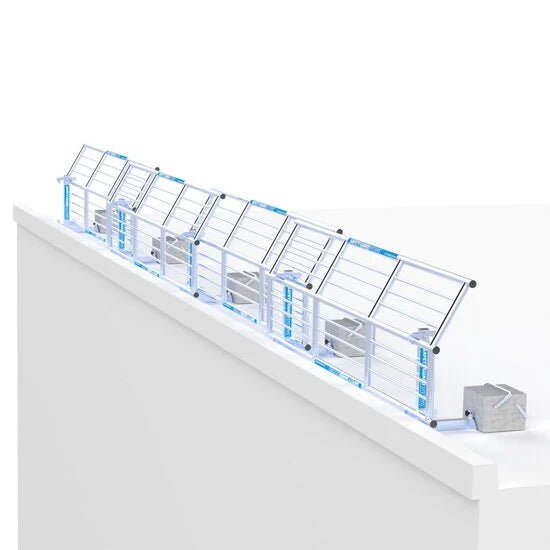 SGS Slim Plus Dachkantenschutz 3 - 30 Meter Komplettset für Flachdächer – Profi Schutzsystem - Gerüstexpress.de