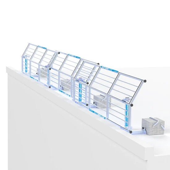 SGS Slim Plus Dachkantenschutz 3 - 30 Meter Komplettset für Flachdächer – Profi Schutzsystem - Gerüstexpress.de