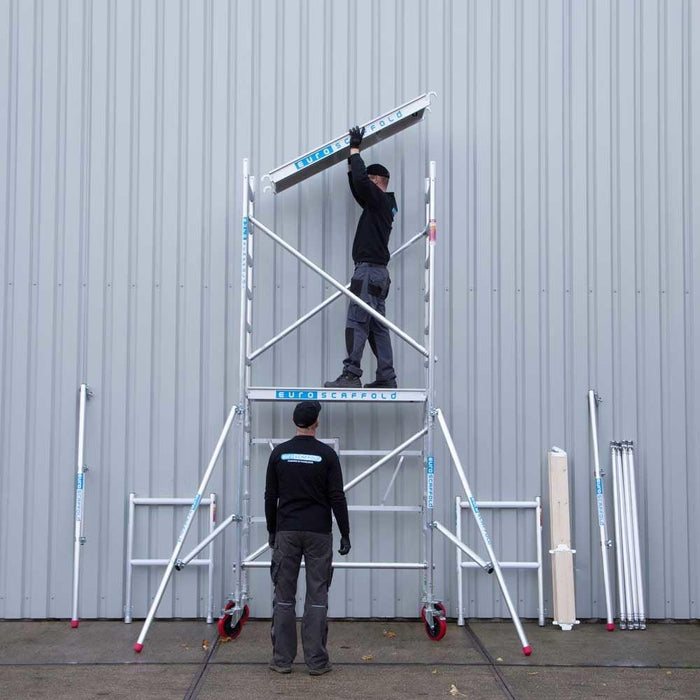 Zimmergerüst Kompaktmodul 1+2+3 75x140 5,8m Arbeitshöhe Gummirad mit Stahlspindel - Gerüstexpress.de